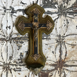 French velvet crucifix + benitier