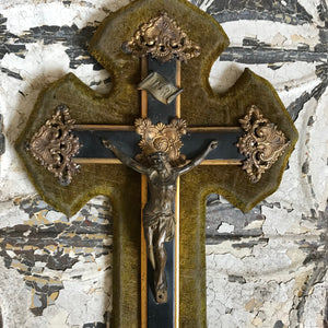 French velvet crucifix + benitier