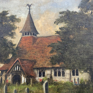 Oil on canvas: Village church