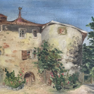 French village house - oil on stretched canvas