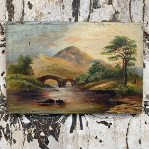Oil on canvas: river bridge