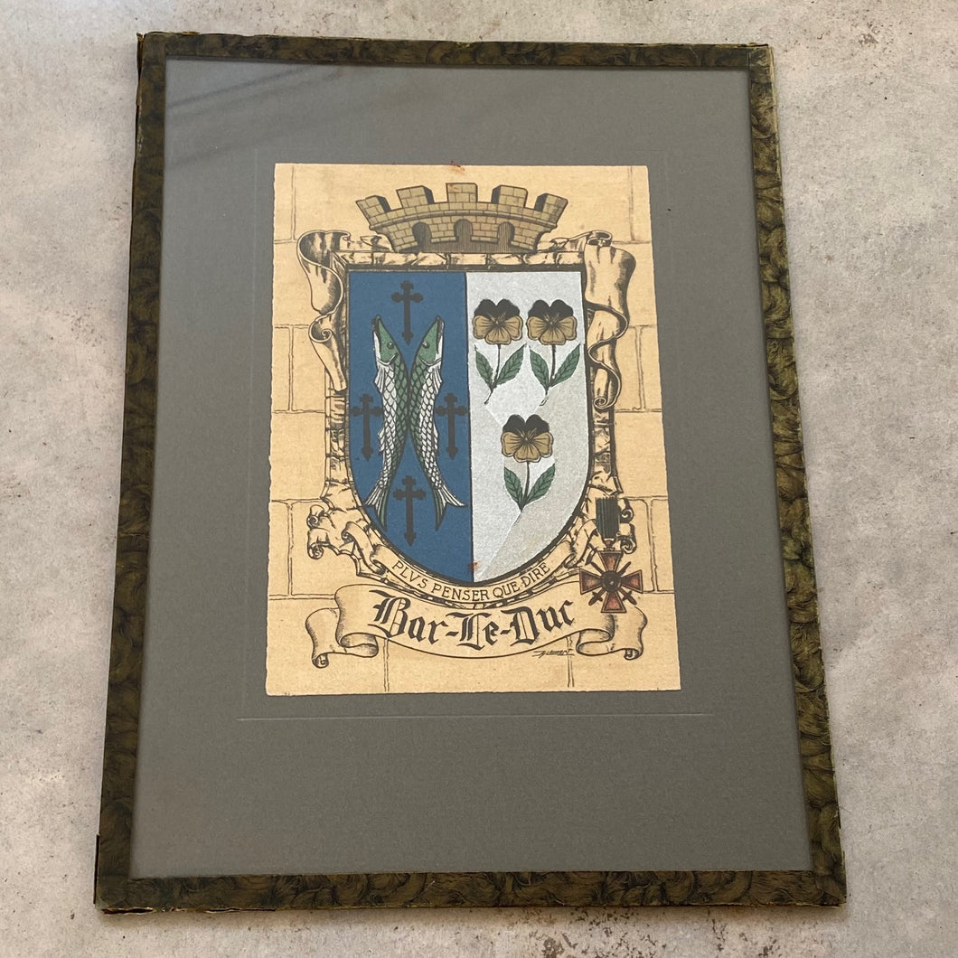 Framed French regional coat of arms - Bar-le-Duc region