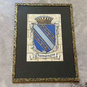 Framed French regional coat of arms - Champagne region