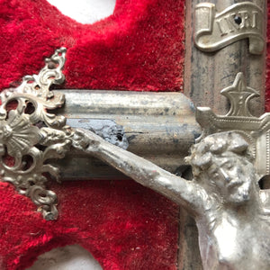 French red velvet crucifix + benitier