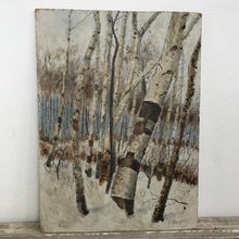 Load image into Gallery viewer, 1924 oil on board of silver birch forest
