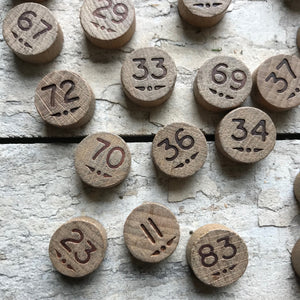 Set of French wooden numbers