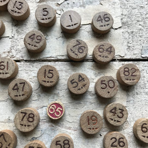 Set of French wooden numbers