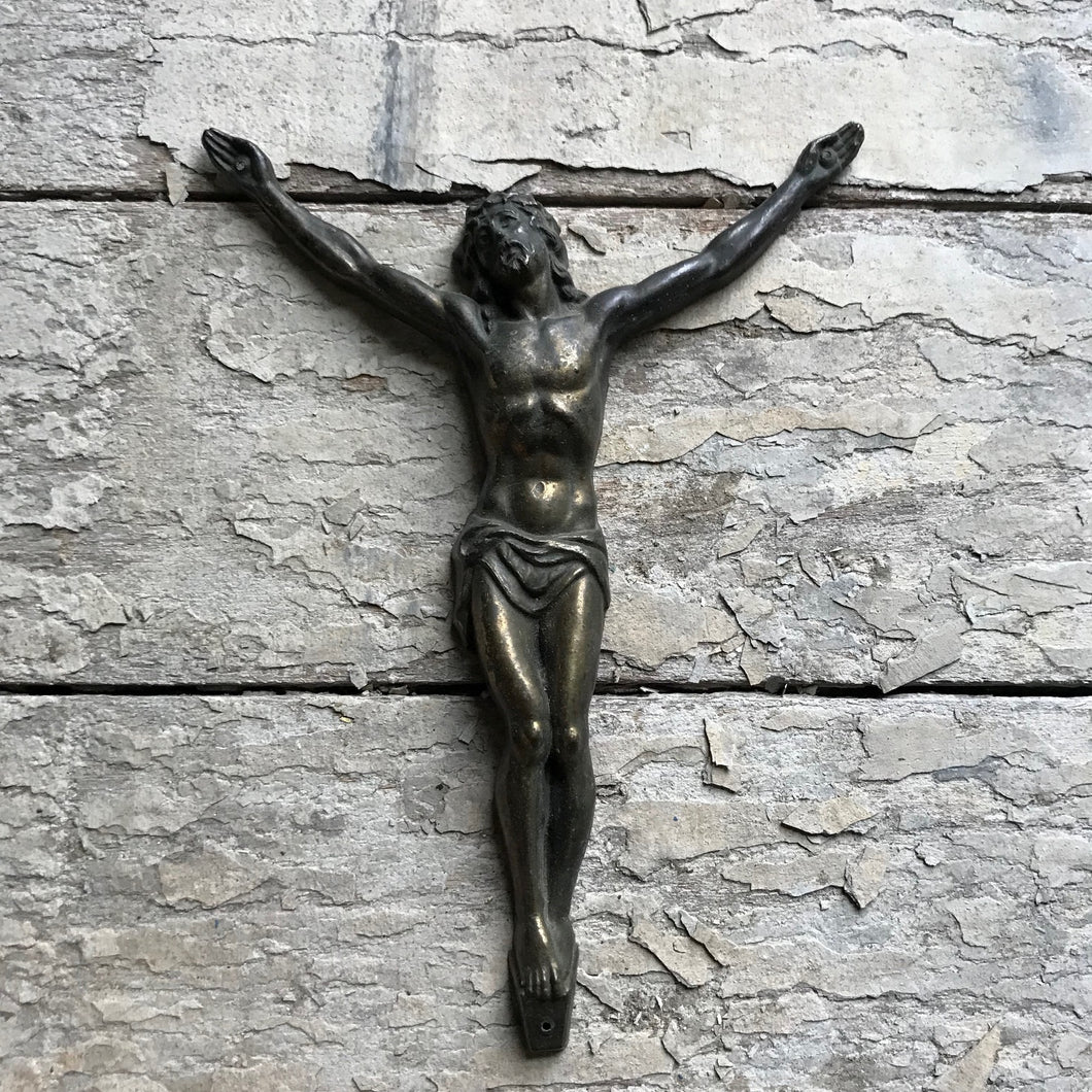 Tin Jesus crucifix figure