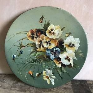 Toleware painted plate - pansies