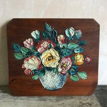 Load image into Gallery viewer, Textured floral on wood
