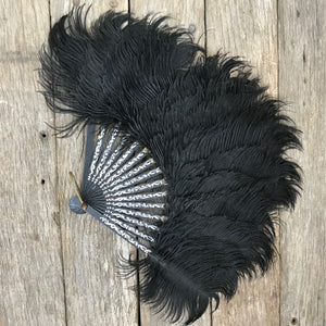 Ostrich feather hand fan