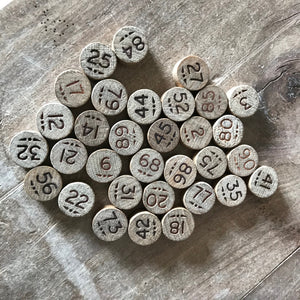Wooden numbered Bingo discs