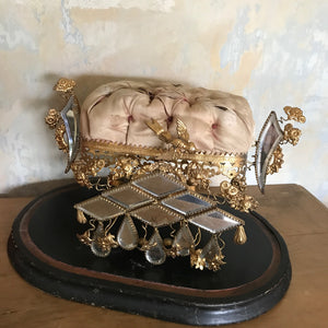 Pale pink French tiara display stand (globe de mariee)