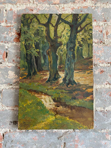 French oil on canvas of forest