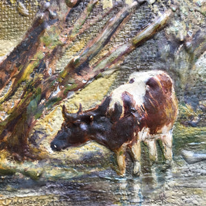 3D cows - oil on artists board