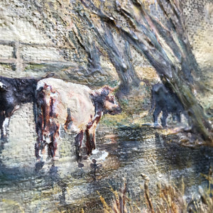 3D cows - oil on artists board