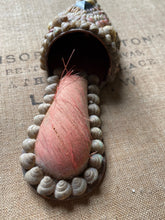 Load image into Gallery viewer, Sailor&#39;s valentine shellwork slipper pincushion
