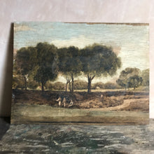 Load image into Gallery viewer, Oil on wood fishing scene

