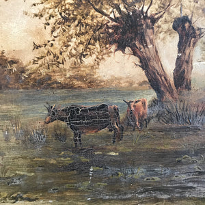 Oil on mounted canvas - rural scene