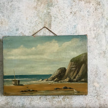 Load image into Gallery viewer, Beach scene oil on stretched canvas 1944
